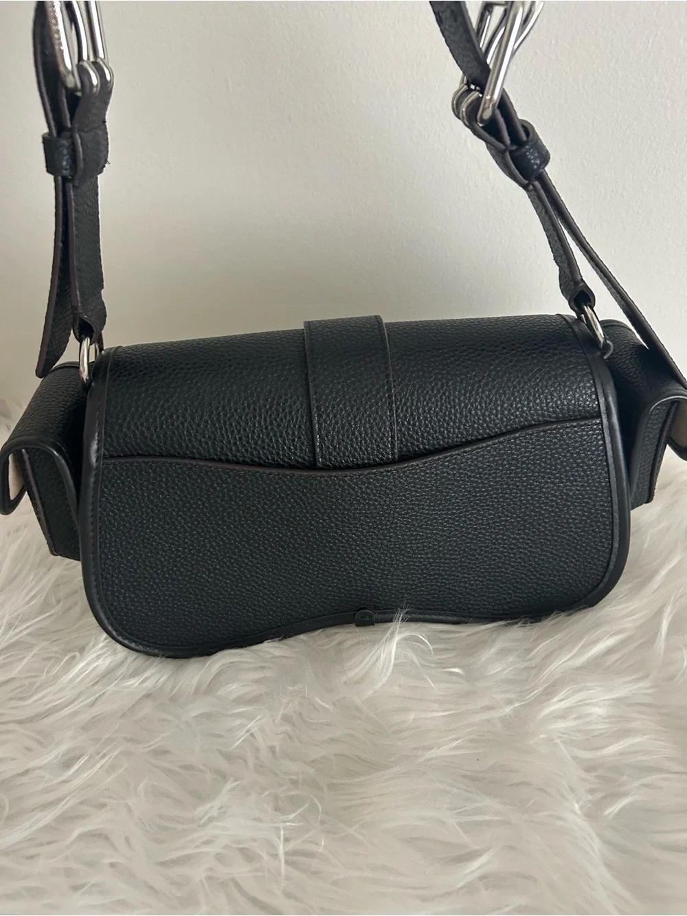 Coachtopia By Coach Black Leather Flap Shoulder Bag Buckle Y2K